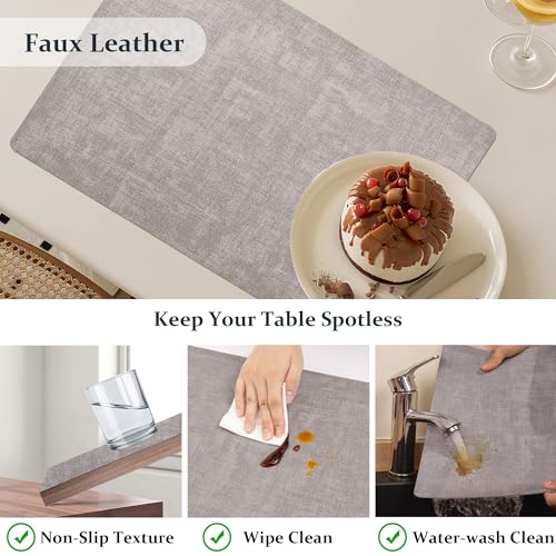 FROMHEART Faux Leather PU Placemats Set of 4 (Light Grey,11.8" x 17") - color: Light Grey, size: Set of 4