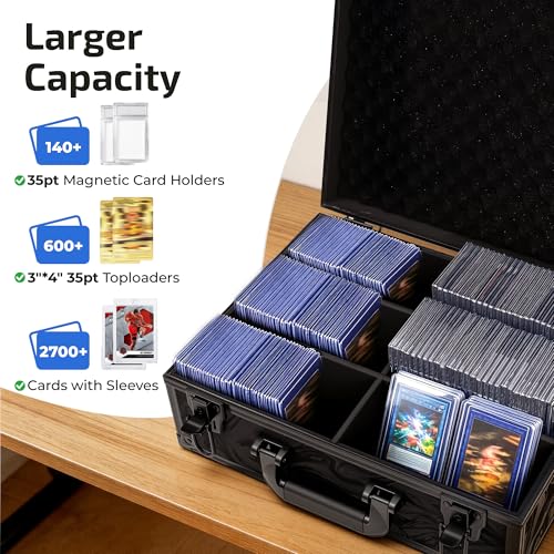Top Loader Trading Card Storage Case for Sports Cards Graded Cards - color: Ink Black