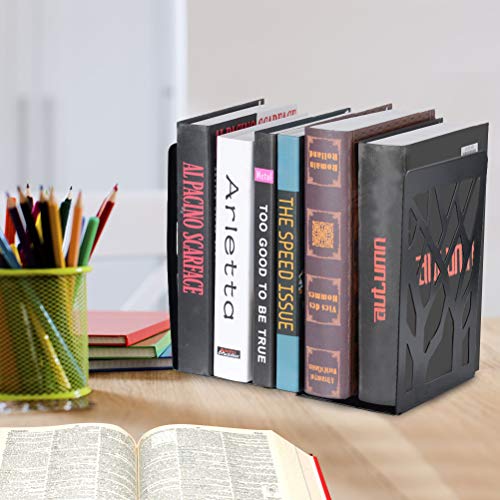 Metal Bookends Black 6 Pair - Heavy Duty Book Stoppers for Shelves - Decorative Book Ends - size: Black-6 Pair