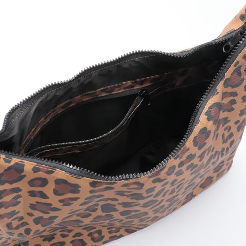 FASTFAIRY Nylon Shoulder Bag: Lightweight Adjustable Strap - color: Large-leopard, size: Large