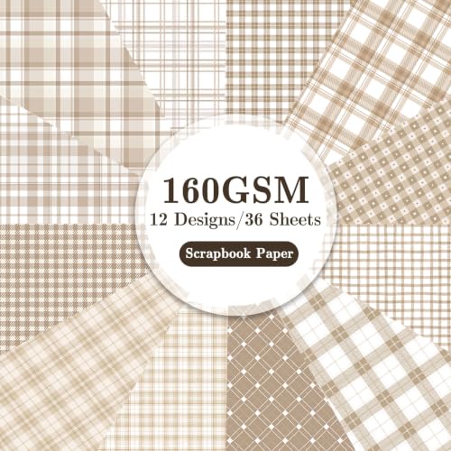 36 Sheets Scrapbook Paper 12x12 In Plaid Patterned Paper (Brown) - color: Brown