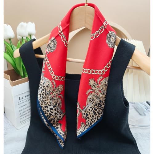 100% Mulberry Silk Neck Scarf for Women Square Neckerchief – 21 inch - color: Red