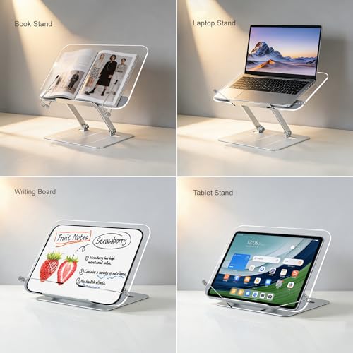Acrylic Book Stand for Reading, Adjustable Hands-Free Book Holder