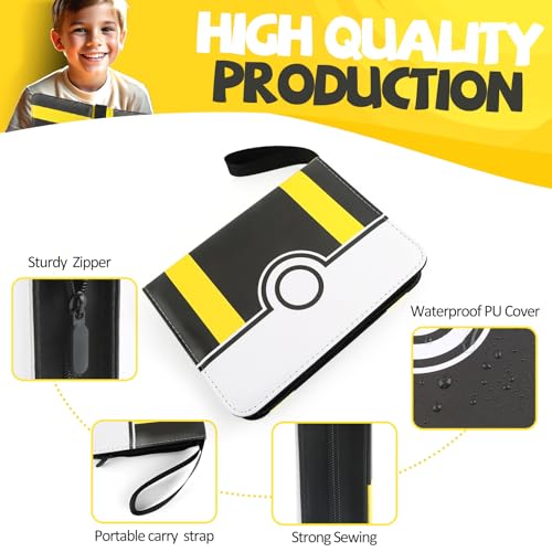 Collectible Trading Card Binder, 400 Pockets Card Holder with 50 Removable Sleeves, Portable Collection Binder Album Book Case Storage, Zipper Card Protective Sleeves for TCG, Sports Card - color: Advanced Black