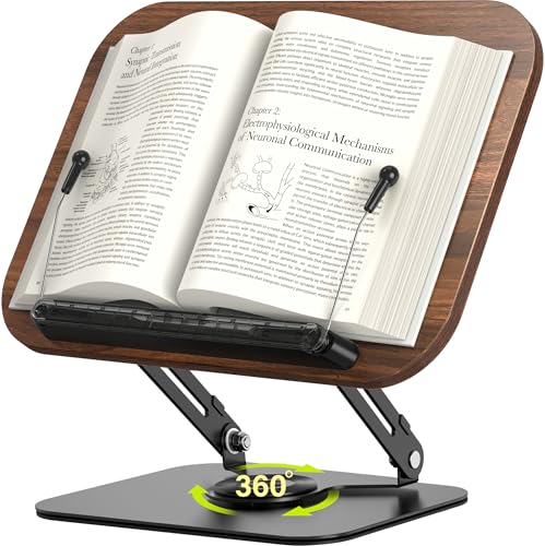 Adjustable Book Stand for Reading, Dark Wood - color: Dark Wood