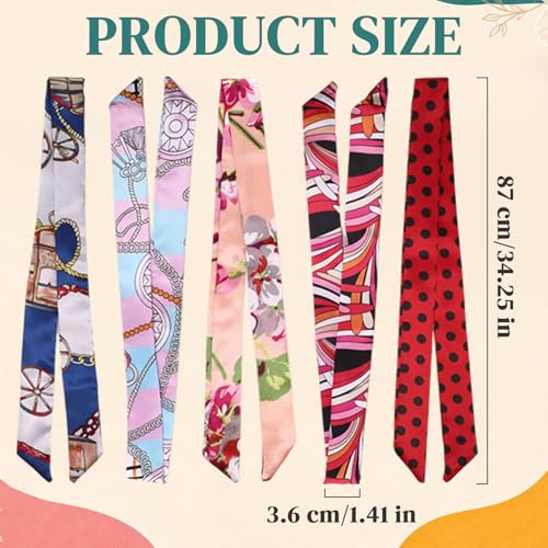 JATEBI Purse Scarf for Handbags 24 Pcs Women Head Scarf Set Narrow - color: Bright Colors Retro Mix