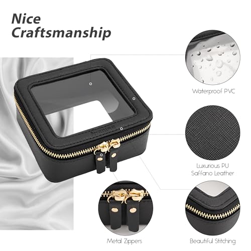 Aveniee Clear Makeup Bag Small, Mini Travel Toiletry Bag Cosmetic Bags TSA Approved, Clear Makeup Case Pouch with Zipper, Car Organizer Essentials for Women Men,Black - color: Black, style: Mini Trend