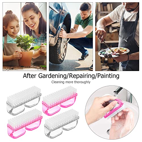 Larbois Handle Grip Nail Brush, Hand Fingernail Brush Cleaner Scrubbing Kit Pedicure for Toes and Nails Men Women (4 Pack) - color: Color-17