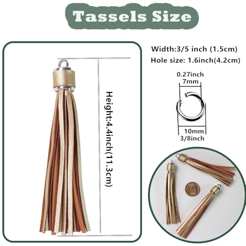 4.3'' Metallic Gold Leather Tassels 12Pcs with Silver Caps - color: Metalic Gold