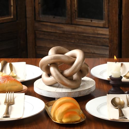 Yalikop 3 Link Wood Knot Decor Rustic Table Shelf Accents, Champagne - color: Champagne