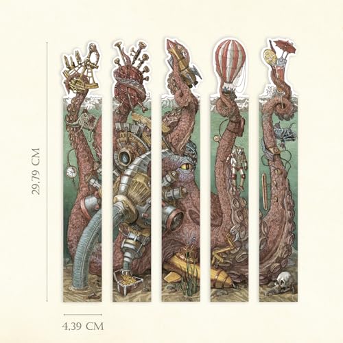 HUNGRY MINDS Hand-Drawn Octopus Bookmarks Set of 5