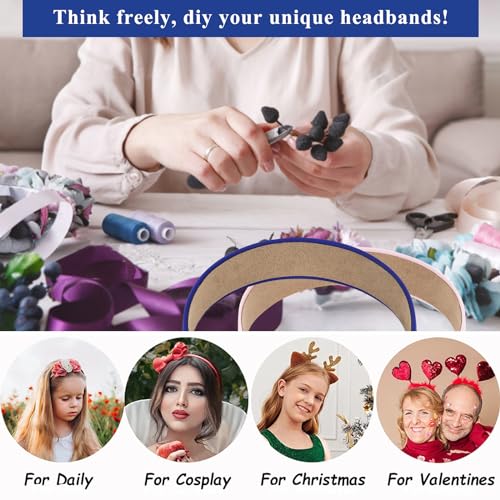 Wecoe Hairband, 10 Pack Satin Headbands Women 1.3 Inch Wide White Blue Pink Purple Red Orange Yellow Green, Non Slip Fashion Hair Bands Diy Holiday Costume Hair Accessories Women Girls - color: Multi-color F