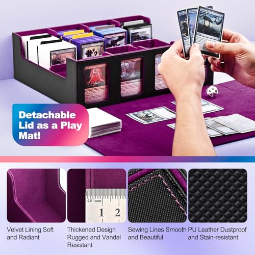 UAONO 4-Row 3000+ Trading Card Storage Box with Commander Display - color: Black&Purple, size: 4-row