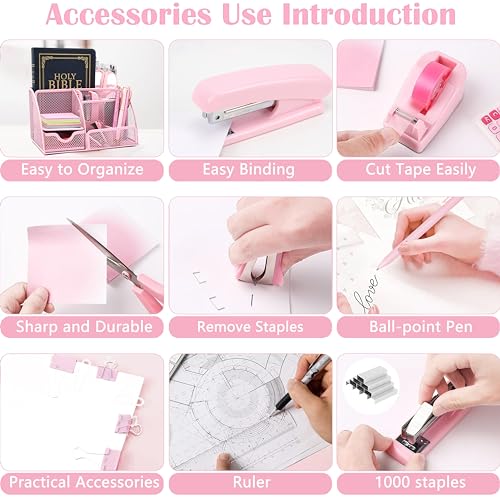 Scindaly Office Desk Accessories 12-Piece & Desk Organizers and Accessories - color: Pink