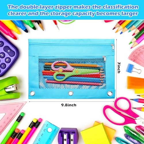 Zhehao 100 Pcs Classroom Binder Pencil Pouches, Blue, 2 Zipper - color: Blue, style: 2 Zipper