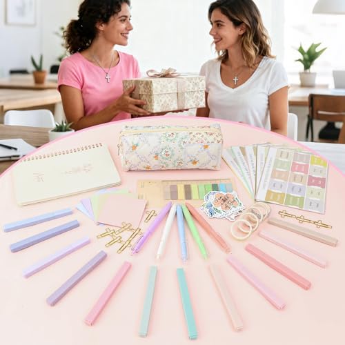 Bible Study Supplies Journaling Kit with Pen Cas, Tabs, Notebook and No Bleed Highlighter, Aesthetic Book Annotation Kit, Christian Gifts for Women Grils Friends(Spliced Flower) - color: Spliced Flower