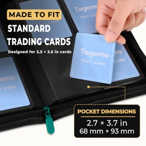 4 Pocket Card Binder, 160 Pockets Mini Trading Card Binder with Side Loading Pockets, Zip Closure and Water-Resistant Diamond-Textured Cover for TCG and Sports Cards - color: Teal Green, size: 4-Pocket
