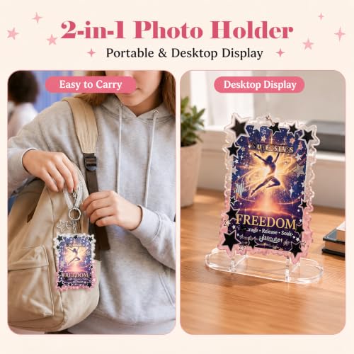 Cute Star Acrylic Photo Card Holder Keychain - color: Black Star