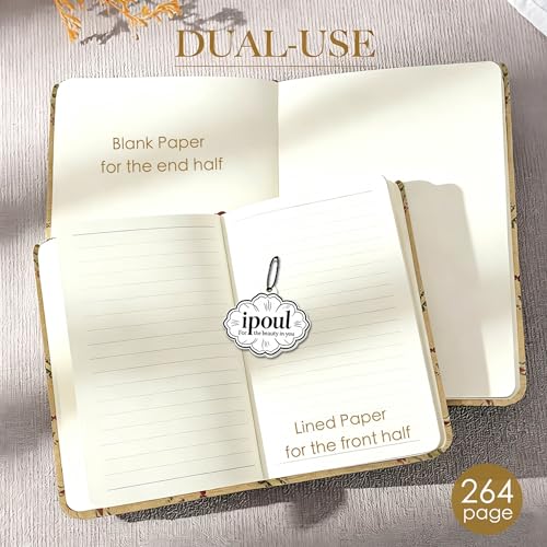 Floral Linen Notebook, Similar Embroidered, Small, 5x7, B6, Hardcover, Lay Flat, Lined & Unlined Sketchbook, Journal for Women,White - color: B6-Floral White