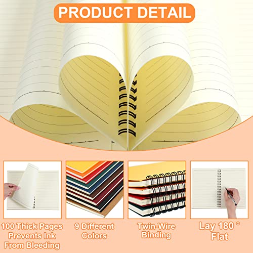 Yahenda 54 Pcs Spiral Notebooks, 1 Subject, Wide Ruled, Assorted Color - color: Assorted Color