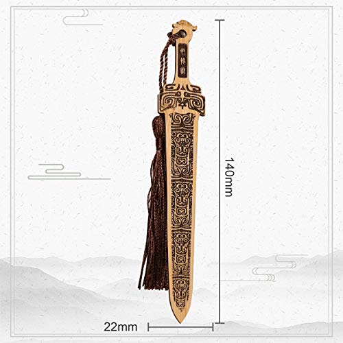 Handmade Natural Bamboo Bookmark with Beautiful Tassels,Vintage Style Bookmark is A Unique Gift for Teachers, Students, Men and Women - 4Pcs (Sword)