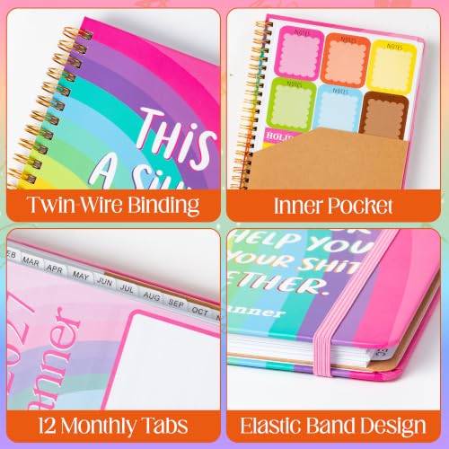 Xqumoi 2027 A5 Planner Rainbow Swear Words Weekly and Monthly Planner Gift - color: Rainbow 2027, size: A5