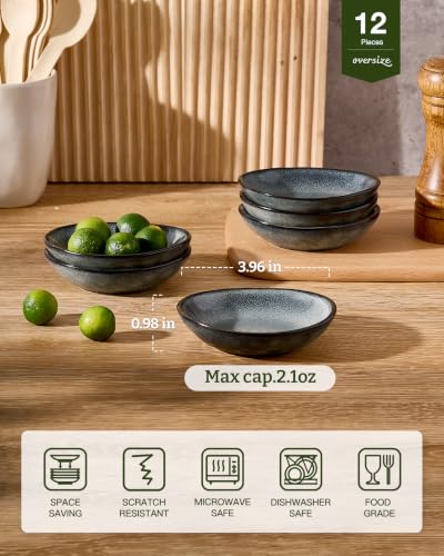 famiware Ceramic Soy Sauce Dish, 2.1oz Dipping Bowl Set of 12, Deep Forest - color: Deep Forest, size: 12pcs