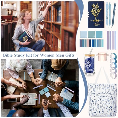 29 Pcs Bible Study Kit, 16 oz Cup Notebook Bag Boho, Blue - color: Blue, style: Boho
