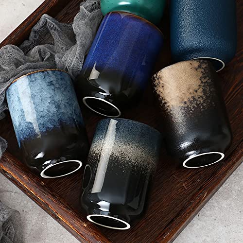 Large Ceramic Tea Set, Chinese Tea Cup, Coffee Cup, Ceramic Mate Tea Cup Set 4 Piece (4 colors) - color: 4 colors