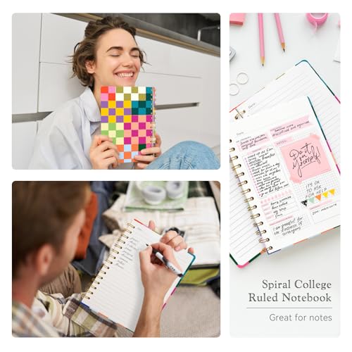 Lined Spiral Journal Notebook for Work A5, 160 Pages, Lattice - color: Checkered pattern 2