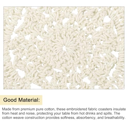 Crochet Doilies, 4Pcs 4" - Cotton Woven Fabric Coasters, Lace Round Handmade Coasters with Floral Pattern for Wedding Party Decoration (Beige)