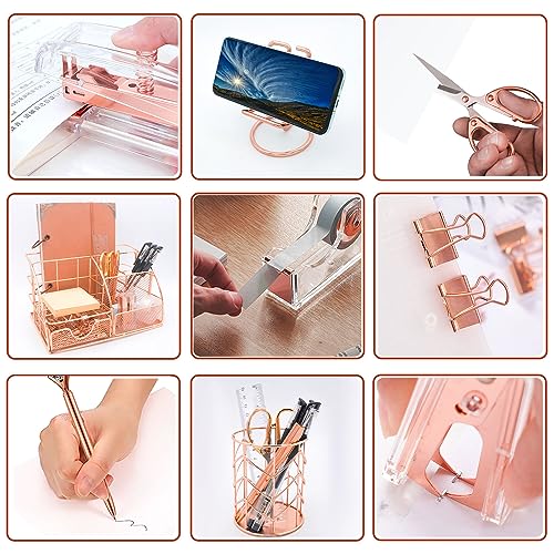 Rose Gold 13PCS Office Desk Organizers Supplies and Accessories - color: Rose Gold