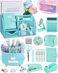 LXEVIHK Green and Blue Desk Accessories 21-Piece Office Supplies Gift Set - color: green+blue