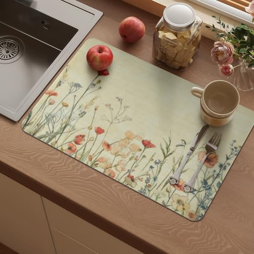 Vinyl Placemats Set of 6-12x17 Inch - Heat Resistant Washable Place Mats Waterproof Non-Slip Wipeable Table Mats for Dining Table Decor, Spring Outdoor Plastic Placemat - color: Floral-2