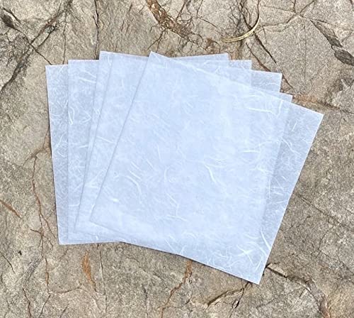 Natural Fiber Mulberry Paper Sheets 6 x 6 Inches, 50 PCS Handmade Craft Paper for Origami, Scrapbooking, Card Making, DIY Decoration, Mixed Media Art (White Color, 6x6 Inch) - color: White Color, size: 6 x 6 inches