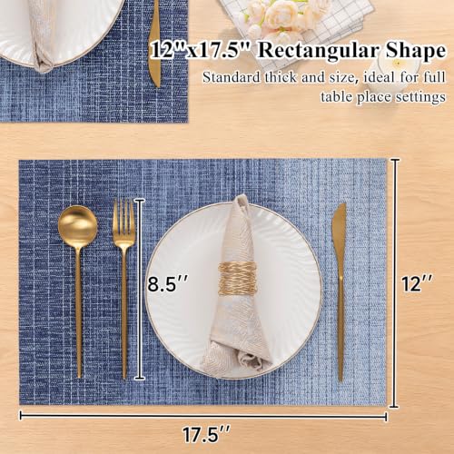 SHACOS Gradient Blue Woven Placemats Set of 4 Place Mats Indoor Outdoor - color: Gradient Blue, size: Set of 4