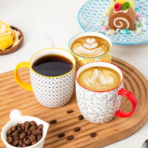 10 Oz Ceramic Coffee Mugs Set of 6 - color: Assorted Colors, size: 10 oz