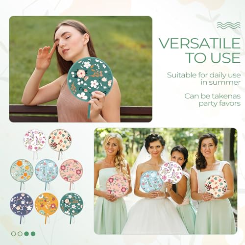 AceOrbit 24 Pcs Floral Round Foldable Hand Fans 8 Styles Japanese Foldable Fan Pop up Round Handheld Cooling Fan with Pouch for Women Purse Travel Outdoor Games Summer Wedding Party Favor Decoration - style: Vintage Flower