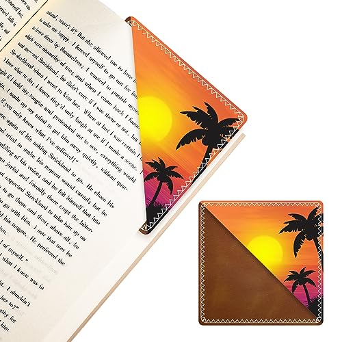 Personalized Leather Bookmarks, Fun & Cute Book Accessories for Reading Lovers, Unbreakable Page Markers for Women Men Girls Boys Student Teacher Kids Retirement Birthday Gifts (Sunset Sea) - color: Sunset Sea