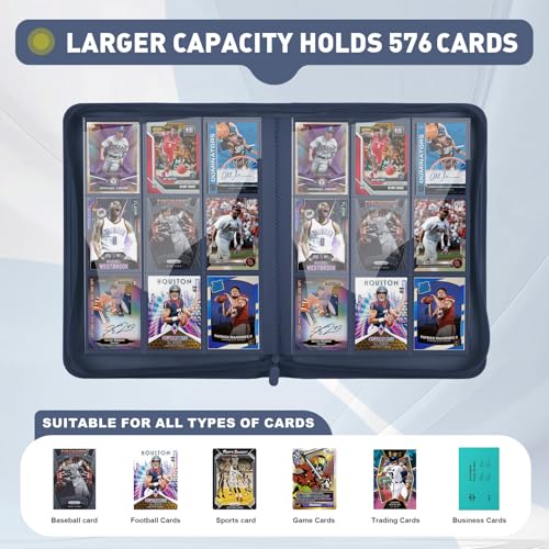 Trading Card Binder 9 Pocket, 360 Pockets Card Collection Binder - color: Navy Blue