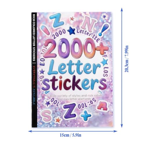 Tmtains 2000+ Pcs Letter Stickers for Scrapbooking 20 Sheets Letter Sticker Book Colorful Mixed-Size Scrapbook Stickers Cute Alphabet Sticker for Junk Journal Supplies DIY Crafts Learning Album Decor - color: Az-purple