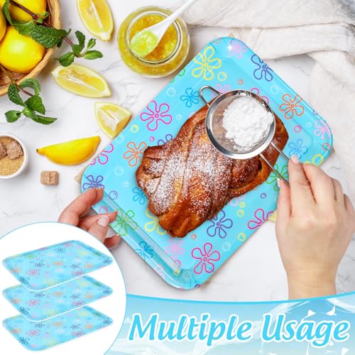 JarThenaAMCS 3Pcs Cartoon Sponge Serving Trays Under the Sea Flower Bubble Reusable Serving Dishes Melamine Platter Party Decoration for Ocean Birthday Party Sharing Snacks Fruit Dessert, 13 x 10 Inch - style: Cartoon Sponge