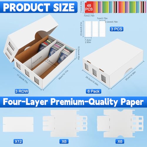 6 Pack Trading Card Storage Box, 14000+ Count Card Storage Box with 48 Card Divider White Sports Card Storage Box Cardboard Card Organizer Box Bulk Card Case Trading Card Box for Sports Card Collector - style: 6 Set-2