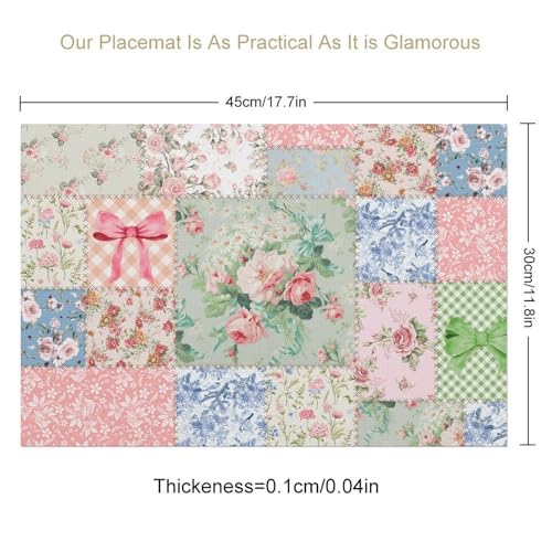 Boho Floral Vintage Colorful Patchwork Placemats Set of 4, 12x18 Inch - color: Pm-patchwork05, size: 4pcs