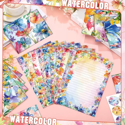 TaoBary 160 Pcs Bright Floral Stationery Paper and Envelopes Set - size: 5.5 x 8.25 Inch, style: Bright Floral
