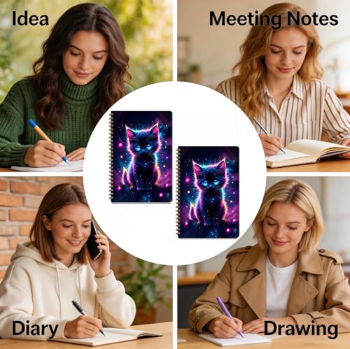 2 Pcs Cute Cat A5 Spiral Notebook, 160 Pages Journal Notebook for Women - color: Multicolour 0003