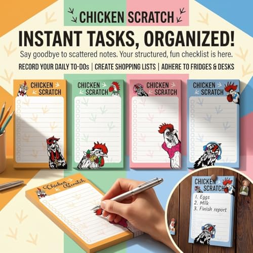 4 Pads Chicken Cute Sticky Notes 4x6 Funny Post it Notes Animal Stationary - color: Chicken