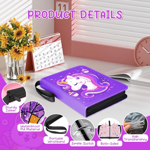 Premium 4-Pocket Trading Card Binder, 400-Card Capacity, Purple - color: Purple