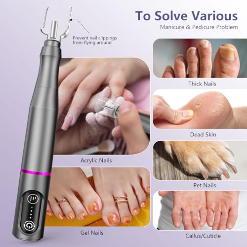 TUOBEO Cordless Nail Drill Electric Nail File Kit, Rechargeable Efile Set - color: Gray