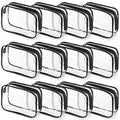 Weewooday 12 Pcs Clear Cosmetic Bags PVC Zipper,Large,Black - color: Black, size: Large